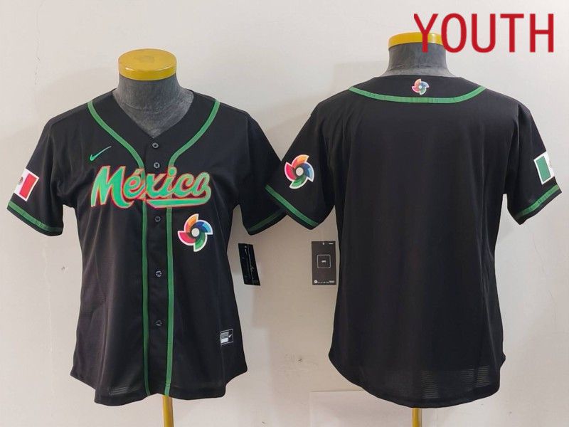 Youth 2024 World Cub Mexico Blank Black Nike MLB Jersey style 6